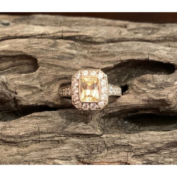 Sterling Silver and  Cubic Zirconia Ring Size 8 - Picture 1 of 6